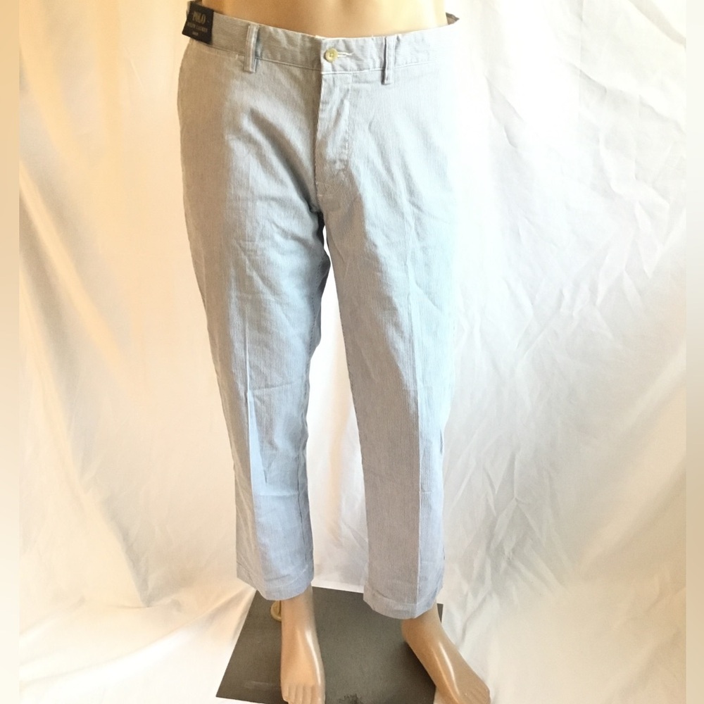 Polo Ralph Lauren Slim Fit Blue and White Pinstriped Pants NWT
